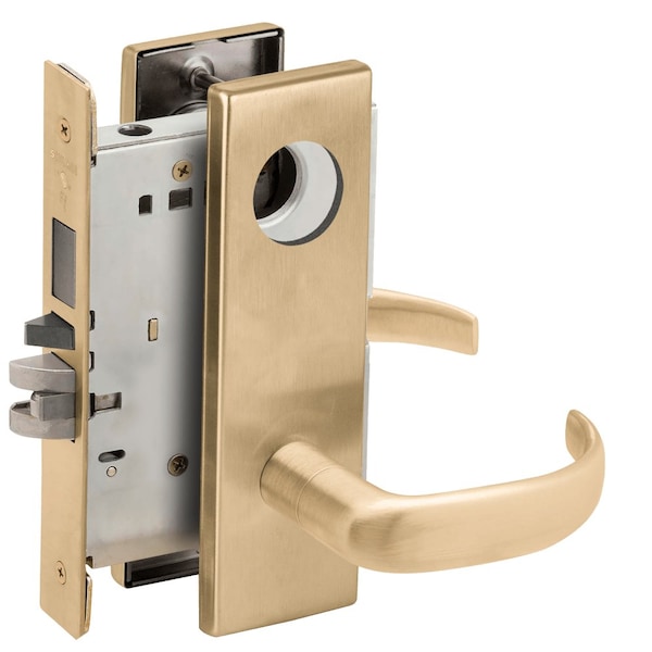 Schlage Entrance Mortise Lock with Deadbolt, 17N Design, Less Cylinder, Satin Brass L9453L 17N 606 - main